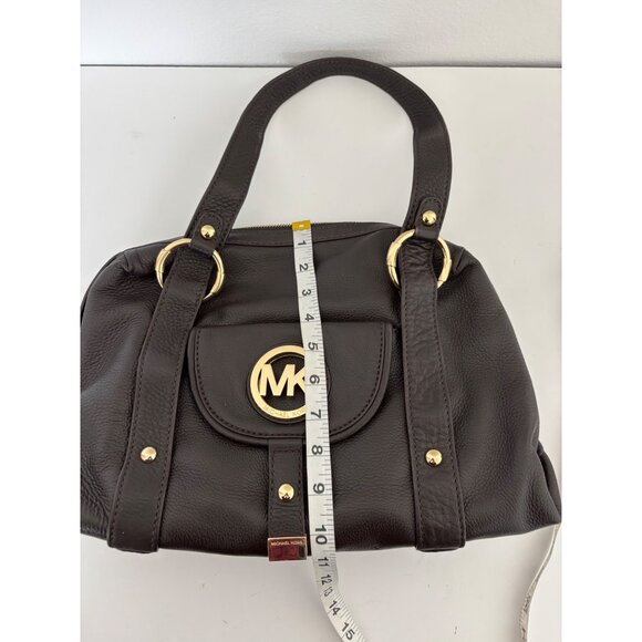 Michael Kors Brown Pebbled Leather Bag Gold Hardware Quiet Luxury Old Money - Picture 6 of 13